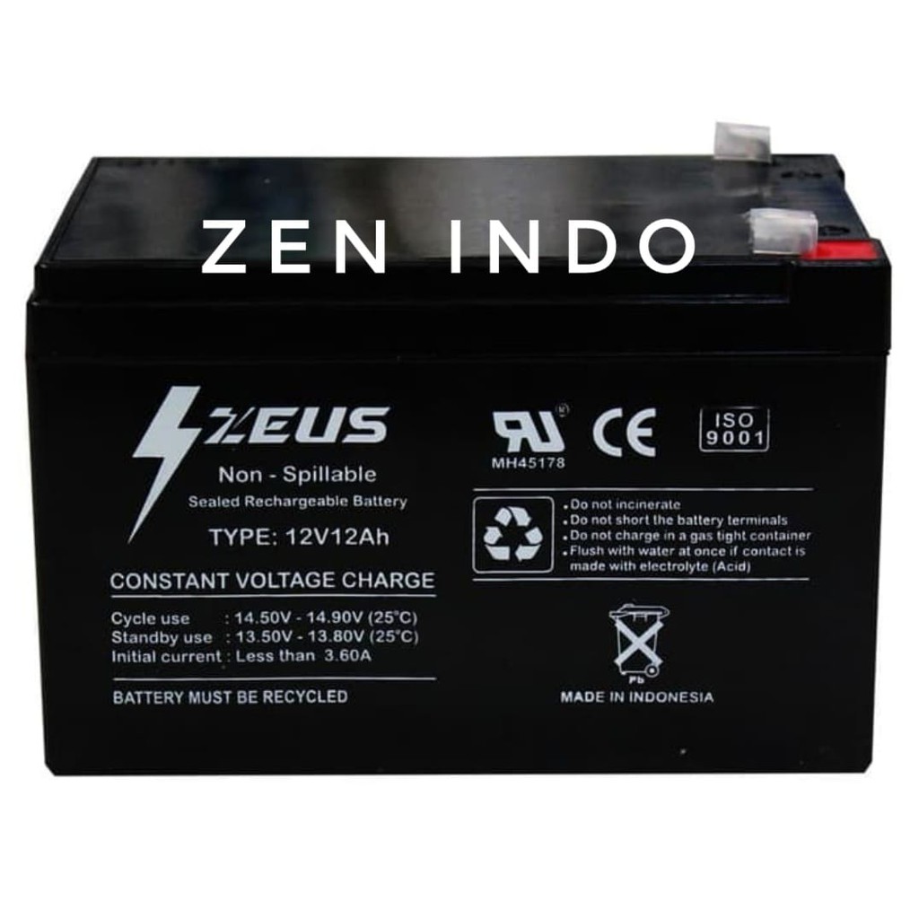 Aki Kursi Roda Listrik Aki Kering 12V 12Ah 12 V 12 AH Battery Zeus