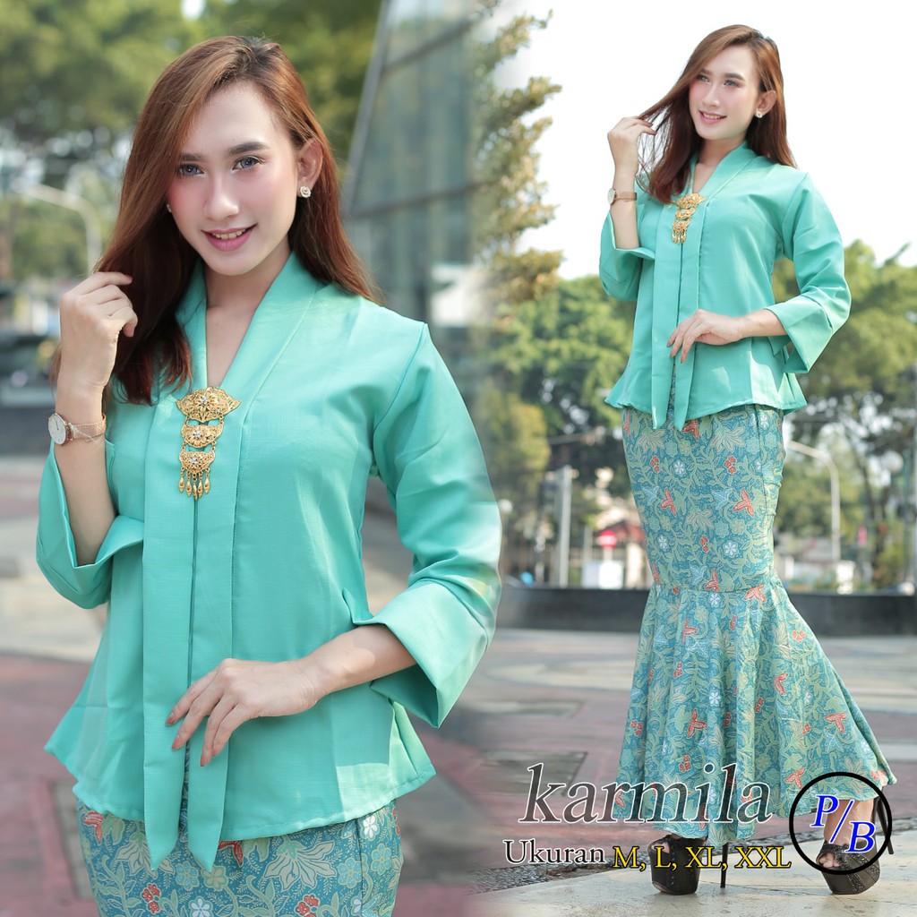 Realpict !! Set kebaya floy polos baletoli / rok duyung / kebaya modern / kebaya kartini