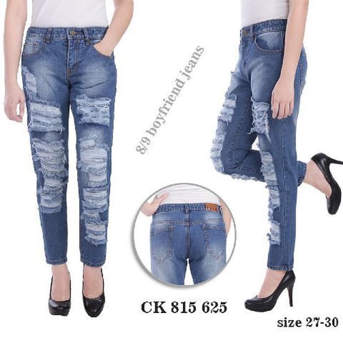 SUPER PROMO 815 625 celana boyfriend sobek import PREMIUM