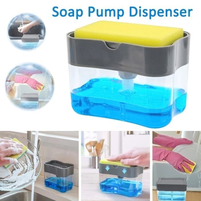 Dispenser Tempat Sabun Cair Cuci Piring Pump 2in1 Free Spons