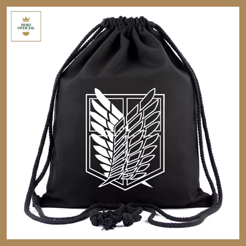 [COD] Attack On Titan Stringbag Wanita dan Pria Tas Serut AoT Tas Ransel Serut Hitam Fashion Remaja Stylish HokiOfficial