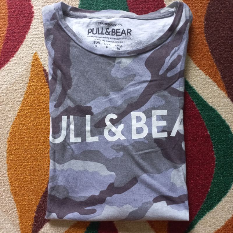 Pull&Bear Army Camo Tshirt Grey