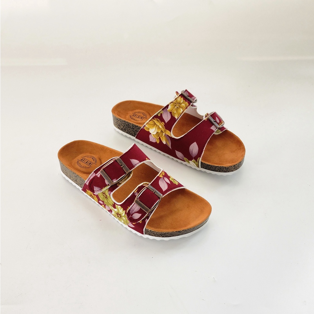 ARLAINE ORCHID Sandal Casual Wanita / Sandal Puyuh / Sandal Birken Motif Bunga BM.02