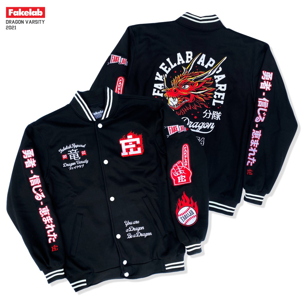 Fakelab Varsity Dragon / Baseball Jacket Naga Jepang / Jaket Japan