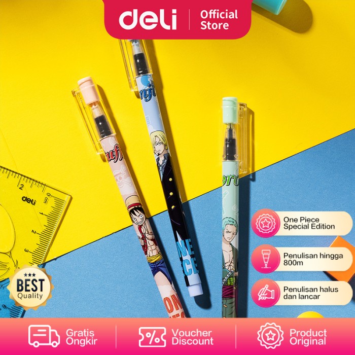 

Deli School Gel Pen / Pulpen Gel 0.5mm Edisi One Piece 12pcs CG33-BK