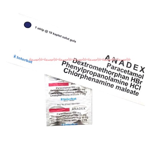 Anadex Paracetamol Dextromethorphan  10kaplet Obat Penurun Demam Anadek Ana Dex