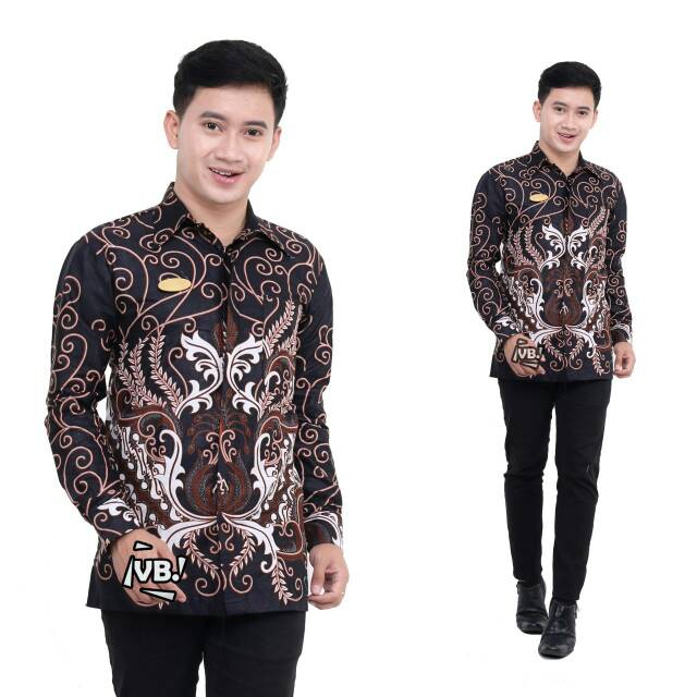 RUZZA Kemeja Batik Pria PPBTK07 Modern Lengan Panjang SERAGAM COUPLE