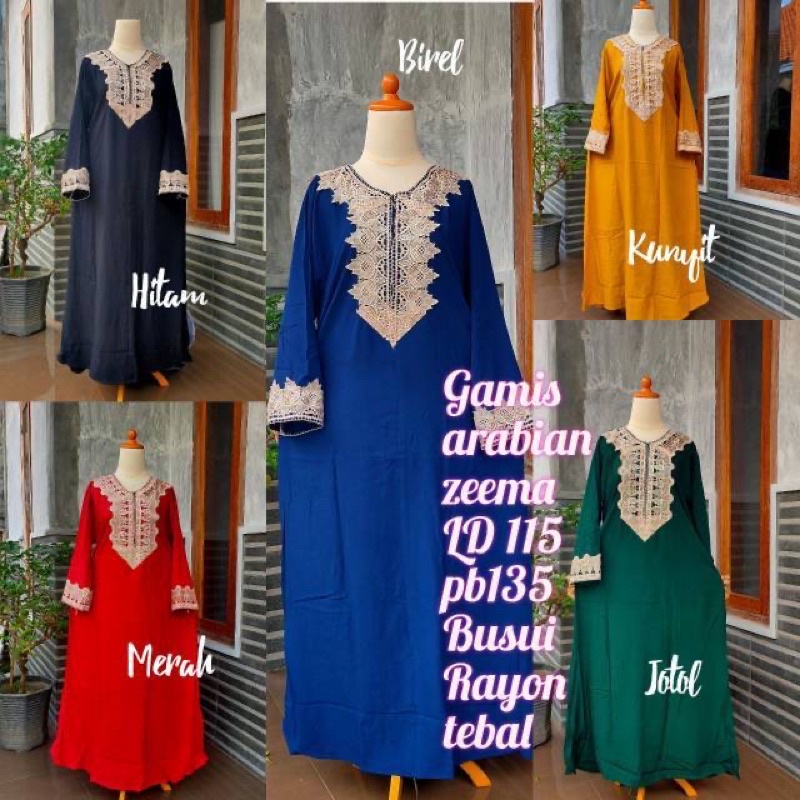 Gamis / Daster Arab Renda Zemma / Daster Arabian Jumbo Lengan Panjang Busui