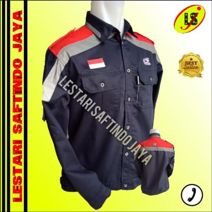 Wear | Baju Safety Proyek Navy Merah/Seragam Waskita/Baju Kerja Kombinasi