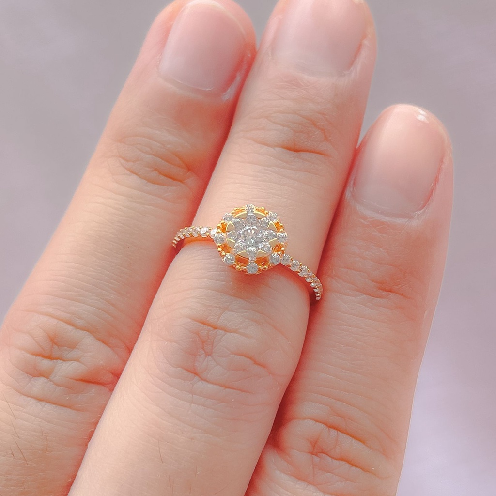 Cincin anak dan dewasa emas asli kadar 700 70% 16k mewah permata timbul bintang solitare star 8 model mall propose