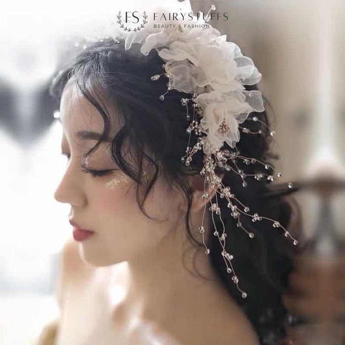 Hairpiece Aksesoris Rambut Motif Bunga Kristal Perhiasan Rambut Pesta