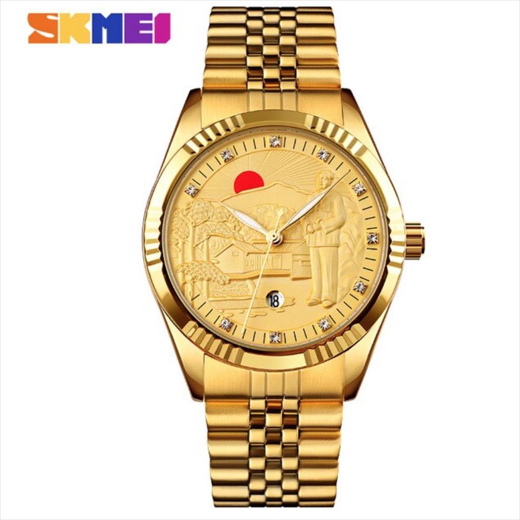 Jam Tangan Luxury Pria SKMEI 9233 Analog Date Stainless Steel Wrist Watches