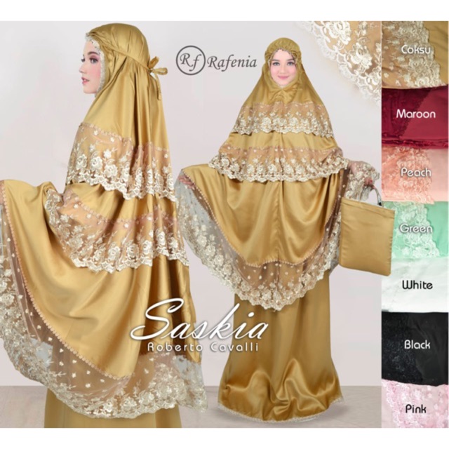 Mukena prada renda brukat susun || mukena brukat susun 3 pake renda pita tas behel