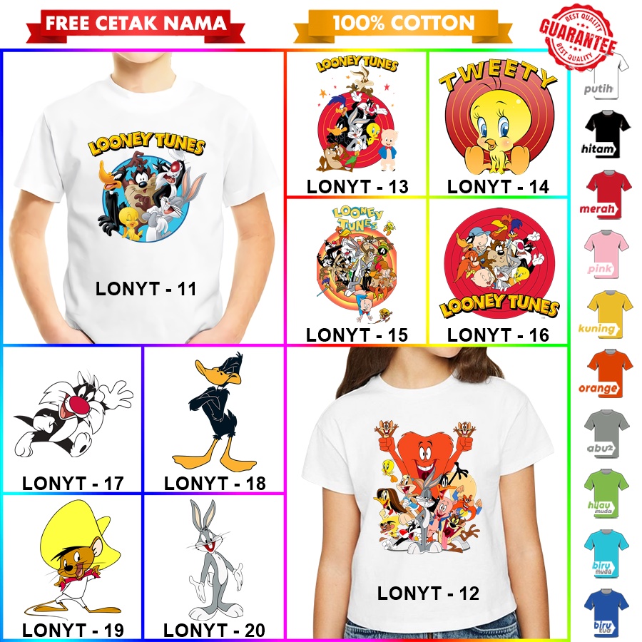 [FREE NAMA!!] Baju Kaos ANAK DAN DEWASA LOONEY TUNES BUGS BUNNY BANYAK MOTIF