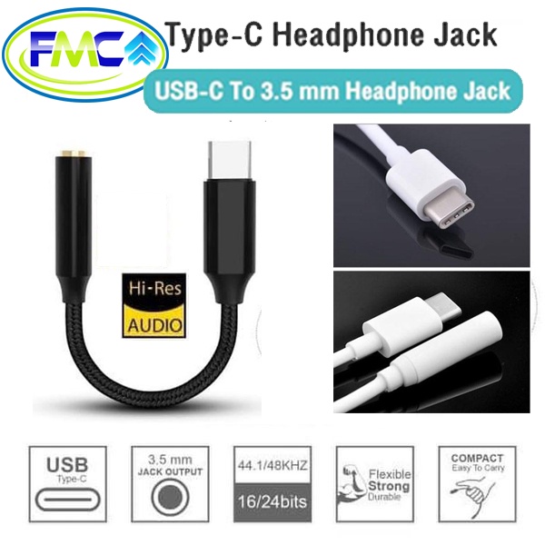 Converter Type C USB To Jack 3,5mm Konektor Connector Audio Hp Handphone Ke Headset Earphone Handsfree Adapter