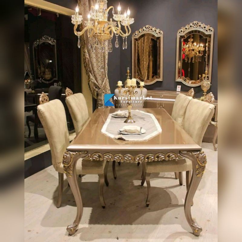 Meja makan kursi 6 jok busa mewah murah jepara meja dan kursi makan luxury terbaru kursi 6 mewah