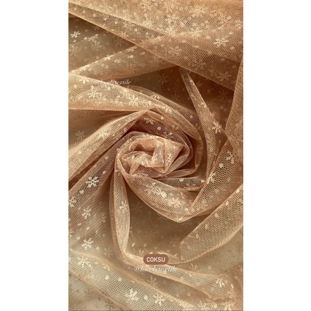 Kain Tile Salju Bintang Tille Dot TULLE SNOW FLAKES Kain Kebaya Brokat Tile-Coksu