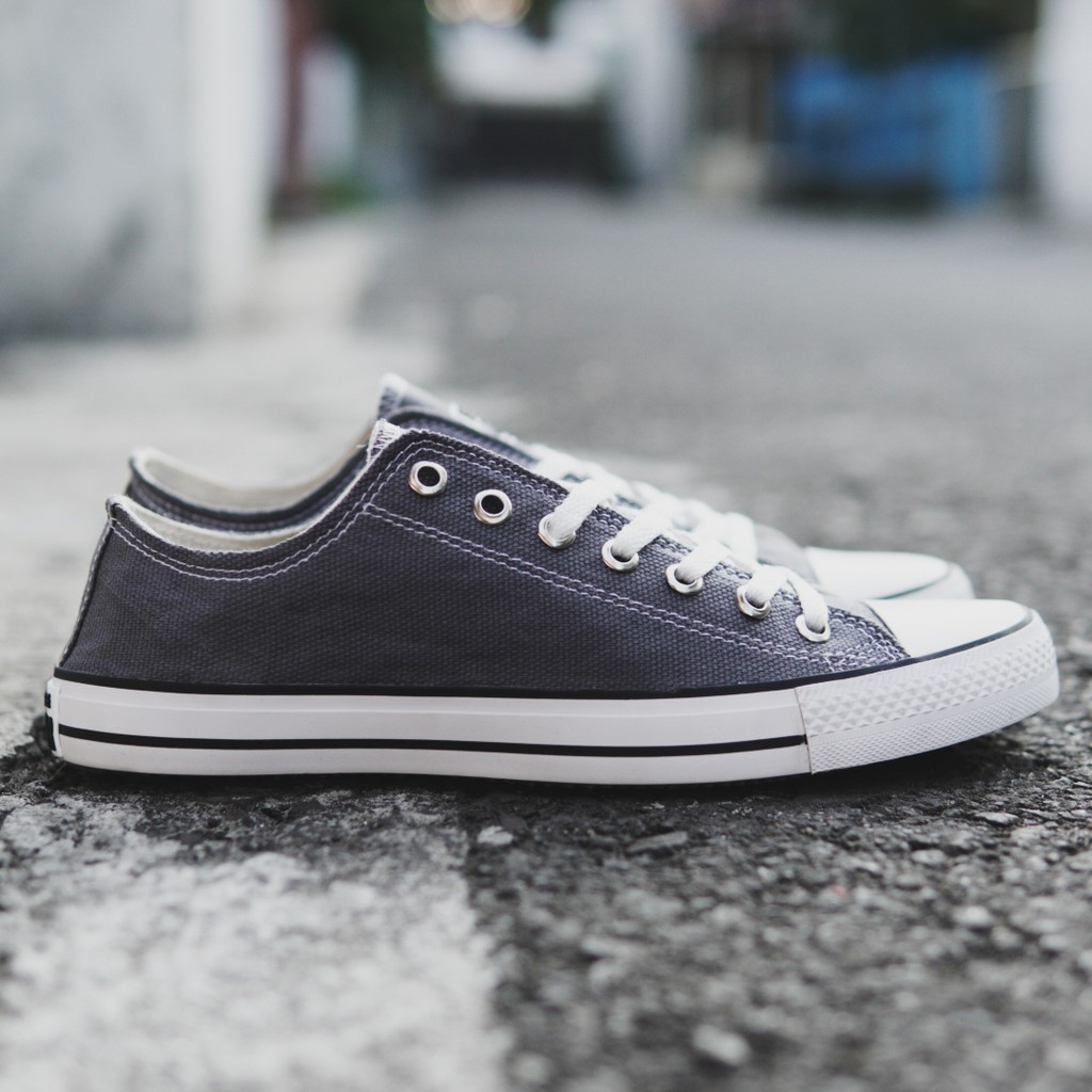 PROMO ! Sepatu Pria/Wanita Converse Allstar Pendek Abu Kasual Sneakers Bertali /Sekolah/Kuliah/Murah