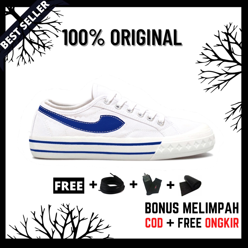 100% Original Sepatu Lokal Casual White Blue Low | Not Compass Retrograde Lo