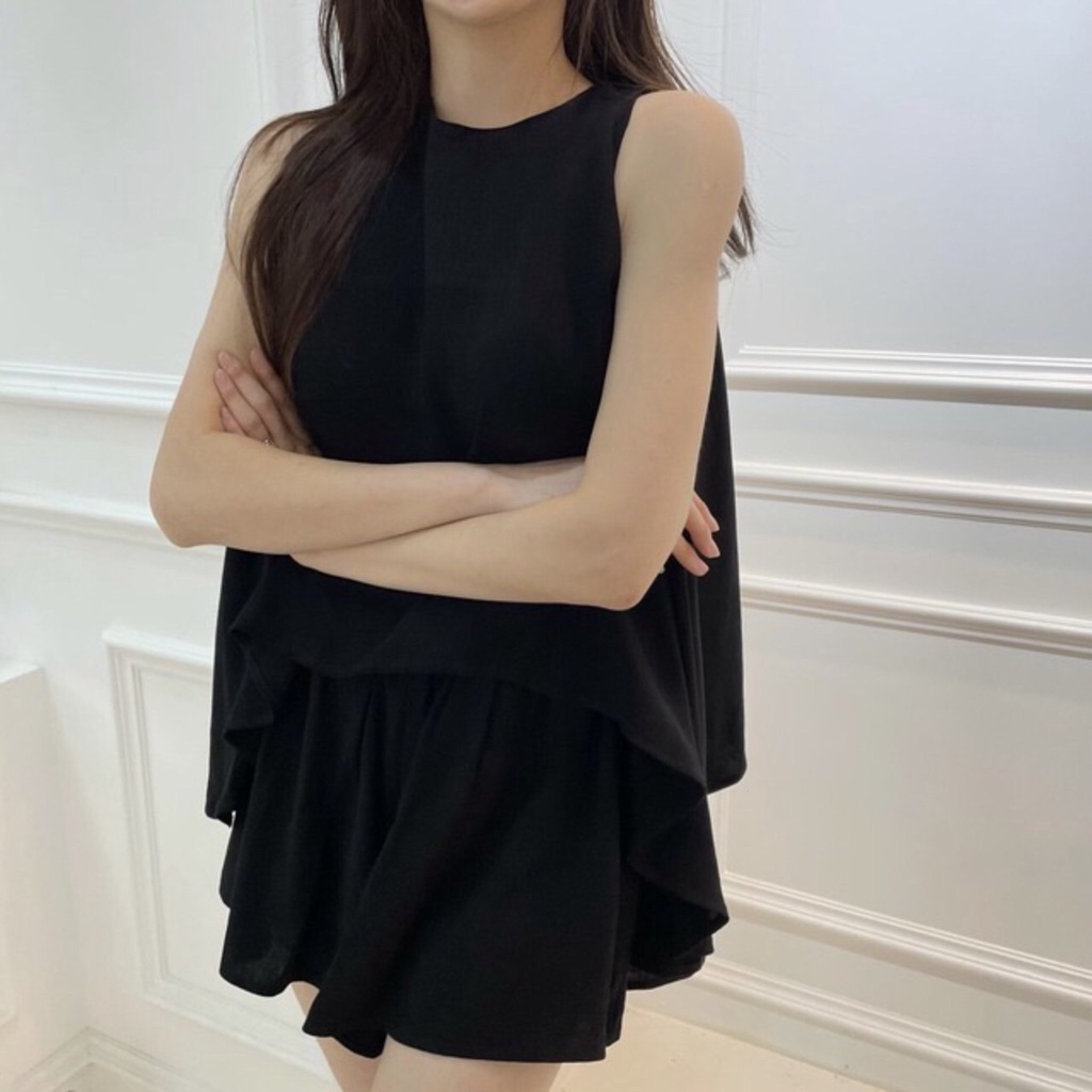 SET6531 Vanessa Flowy Flare Linen Set Top & Shorts-4