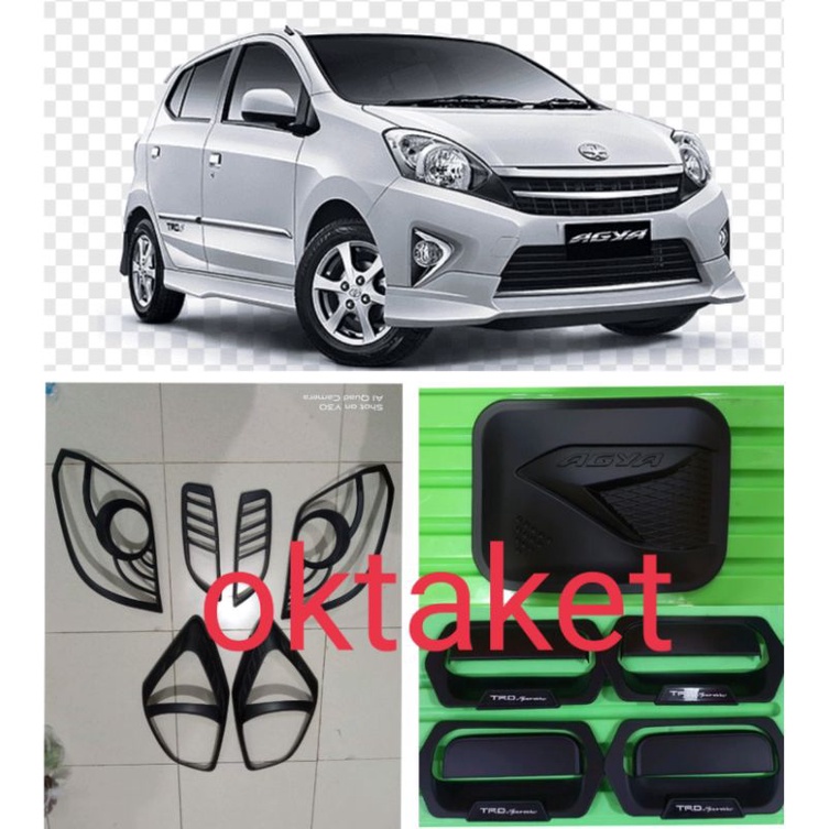 paket lengkap Agya Ayla 2012 2014 2016 hitam carbontivo garnish depan belakang outer handle tank cover Trd Sportivo