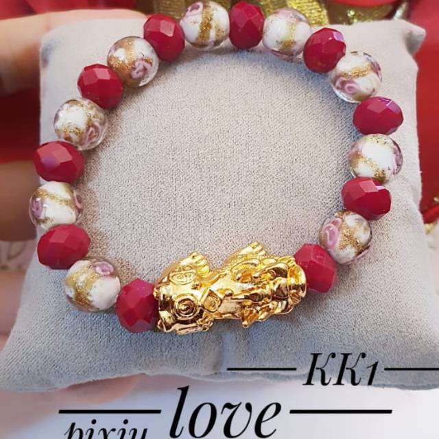 Perhiasan Xuping gelang batu naga lapis emas 18k