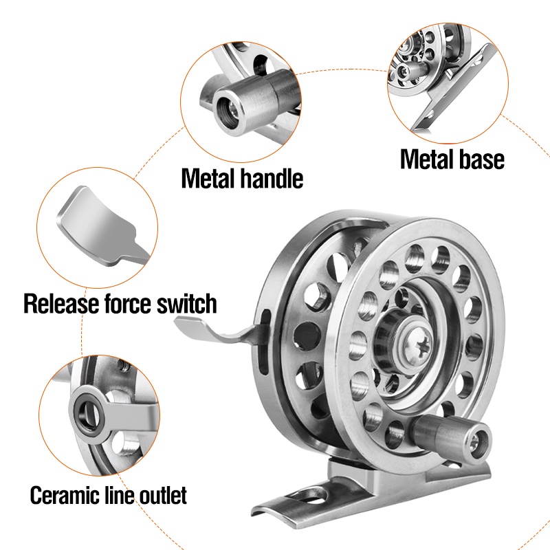 Reel Pancing Rasio 1: 1 Bahan Aluminum Alloy Untuk Memancing Di Es / Danau / Air Laut