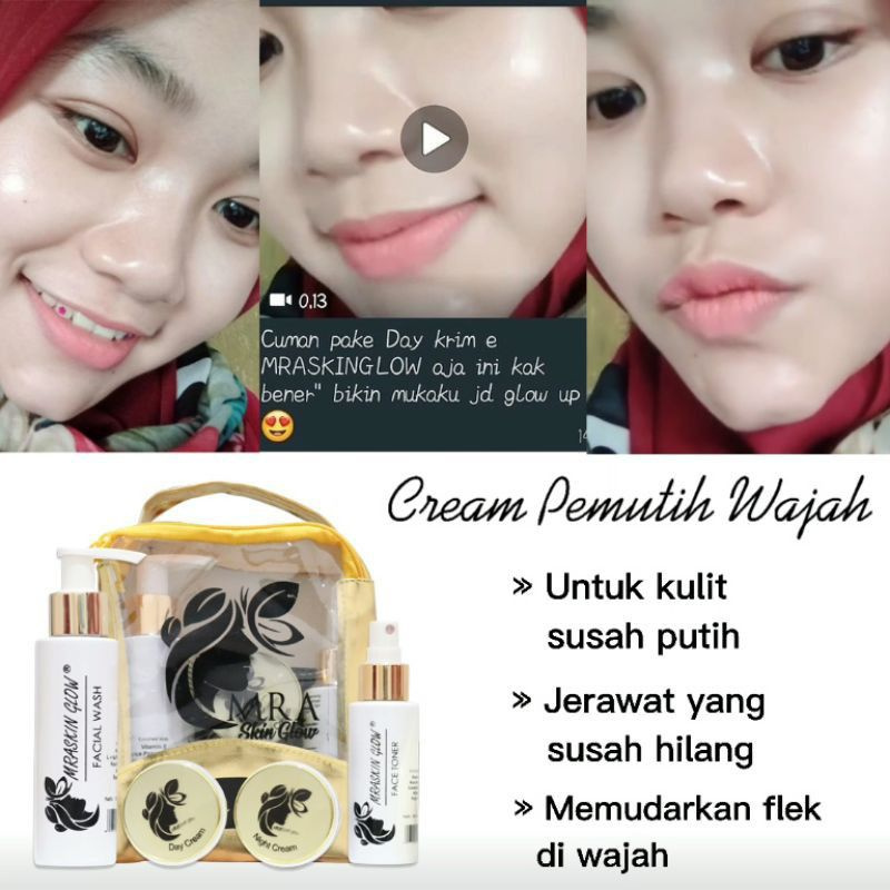 MRA SKIN GLOW SKINCARE PAKET GLOWING/ MRASKIN GLOW 1000% ORIGINAL KOSMETIK BPOM / PEMUTIH WAJAH