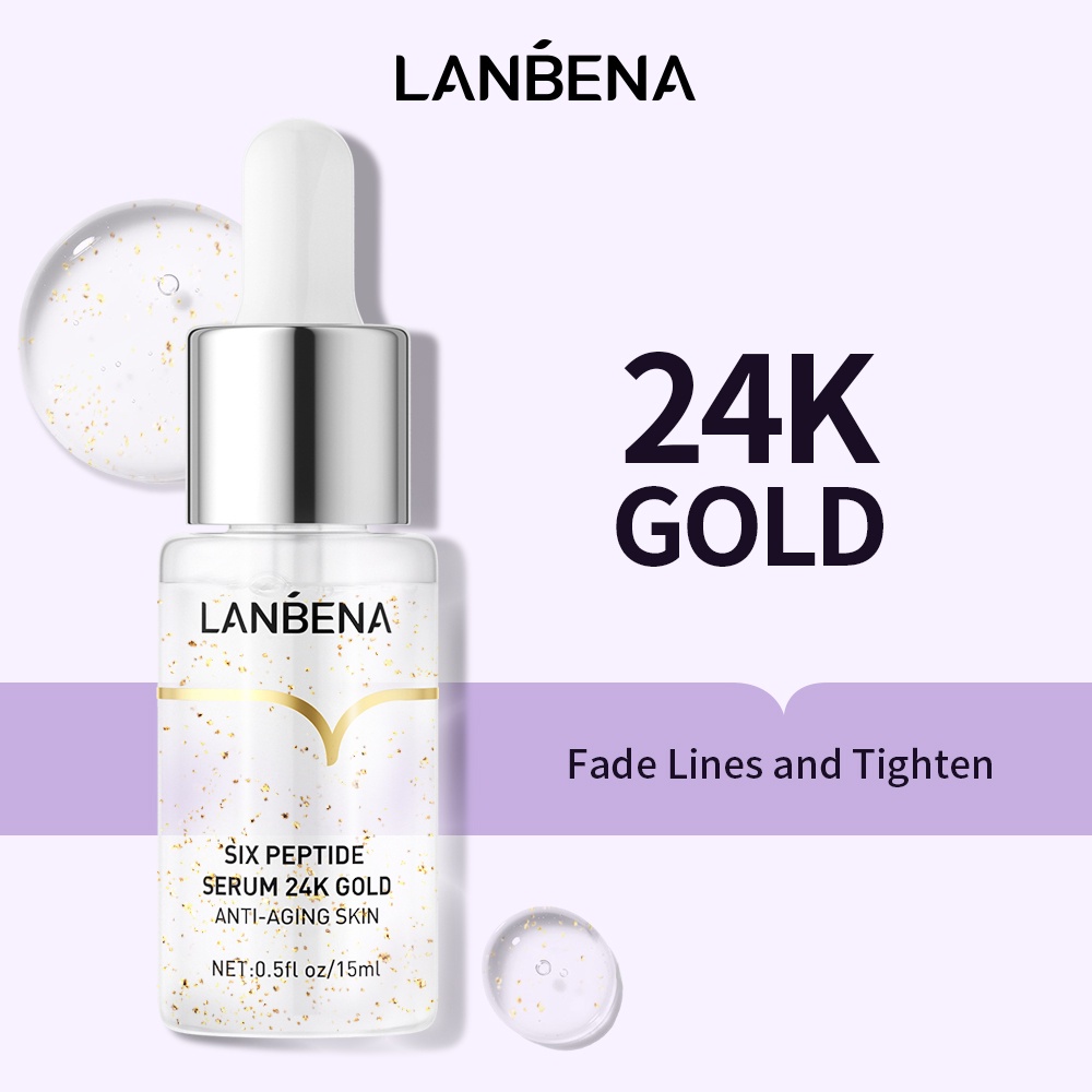 [Ori100%]LANBENA 24k Gold Peptide Serum Anti Aging Kerut Pelembab Facial Serum Essence Wajah Skincare Perawatan[Read stock]