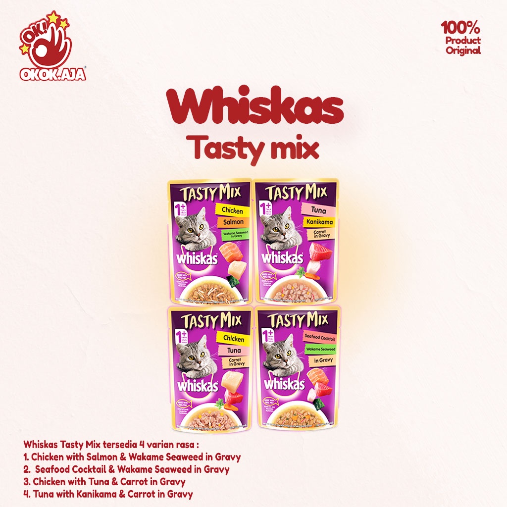 Whiskas pouch TASTY MIX 70g Makanan Kucing Basah premium murah