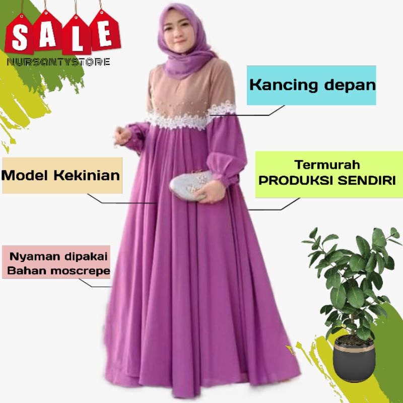 Baju pakaian gamis dress dres abaya fashion drees jubah Syari wanita muslim muslimah remaja ibu hami
