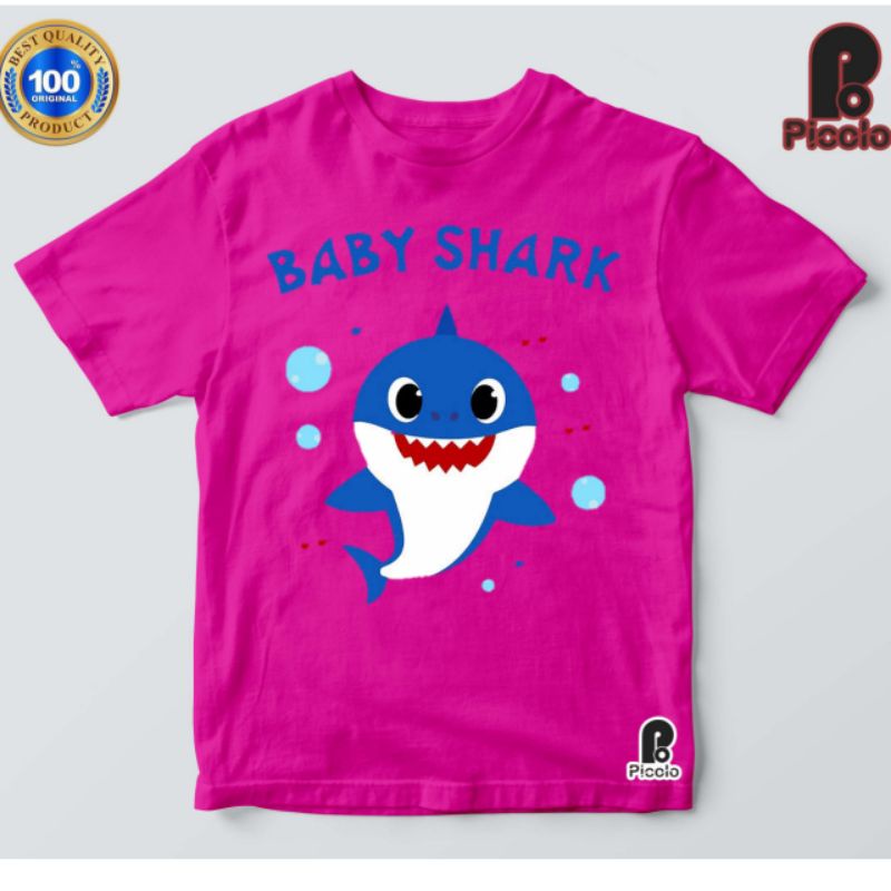 Baju Anak / Kaos Anak / Pakaian Anak / Premium  T-shirt Lengan Pendek Motif Print Kartun Baby Shark