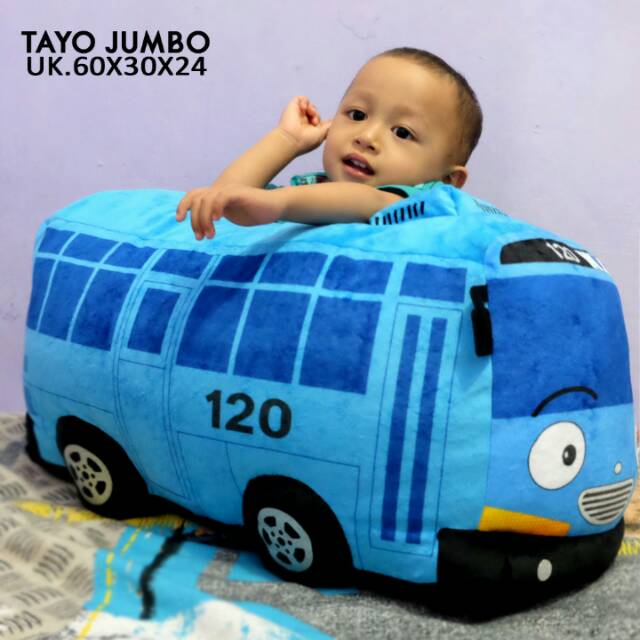 Boneka bus tayo jumbo bahan impor 60cm bahan sangat lembu