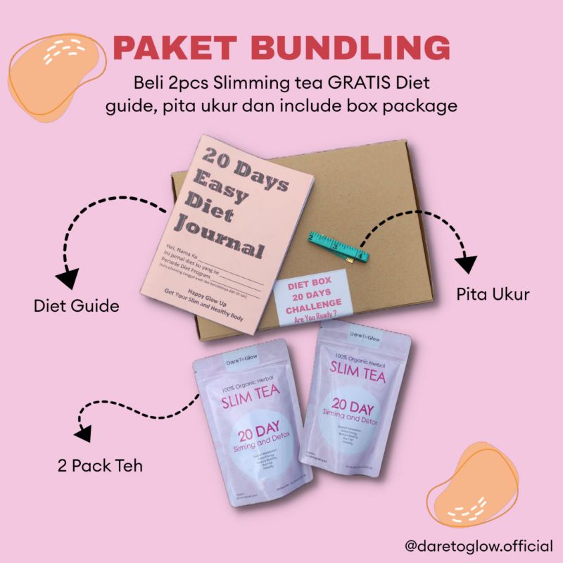 

PAKET BUNDLING HANYA 110RB - 40 KANTONG TEH - DIET GUIDE - PITA UKUR - FREE BOX