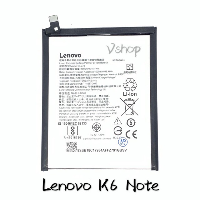 BATERAI BATRE FOR LENOVO K6 NOTE - K8 NOTE BL270 BATTERY