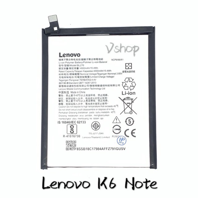 BATERAI BATRE FOR LENOVO K6 NOTE - K8 NOTE BL270 BATTERY