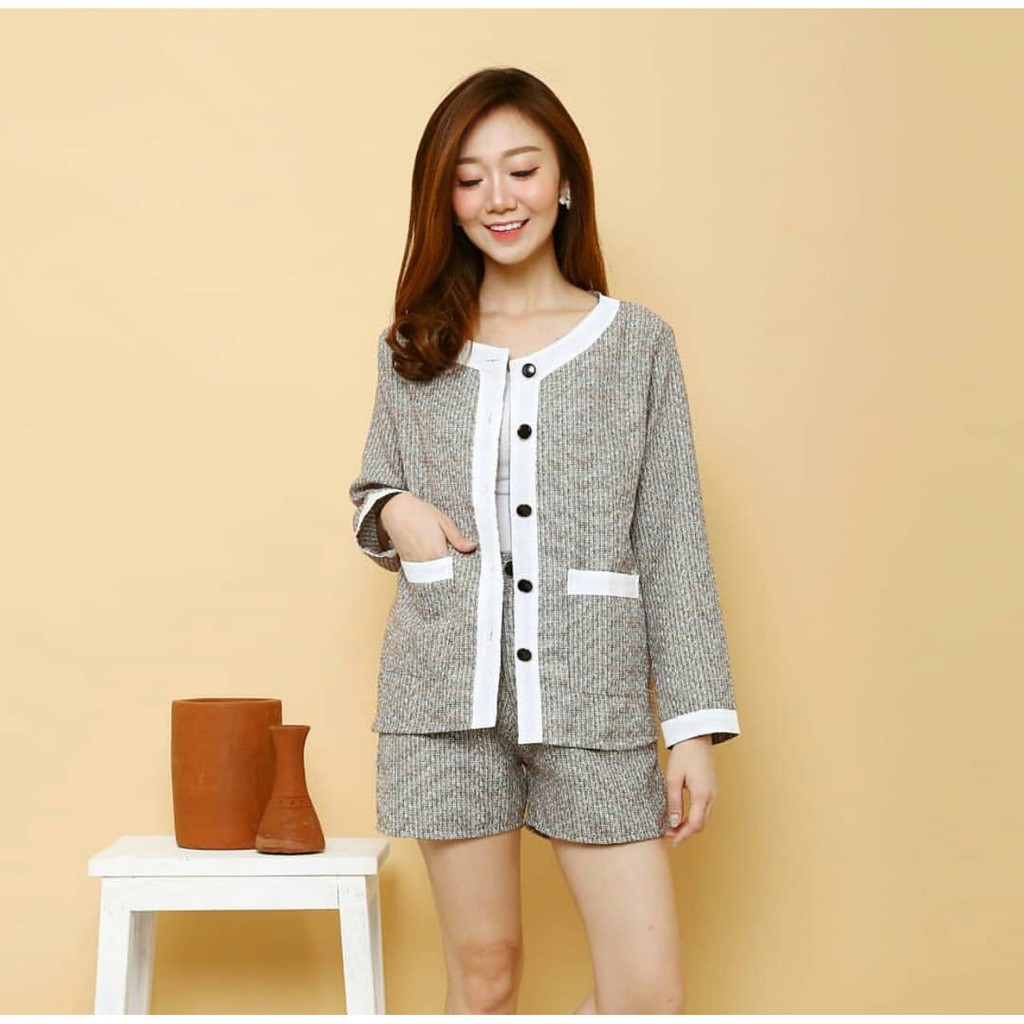 Channel Tweed Blazeer SET + SHORT PANTS