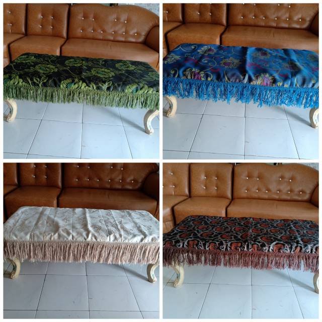 Taplak meja tamu bahan jok kursi jumbo loncer
