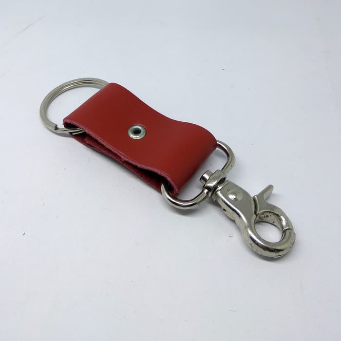 Gantungan kunci kulit sapi asli warna merah leather keychain - PHKC268