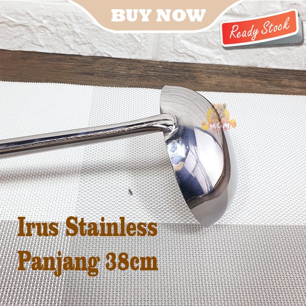 Irus Stainless gagang Kayu 38cm kapsitas 125ml Irus panjang