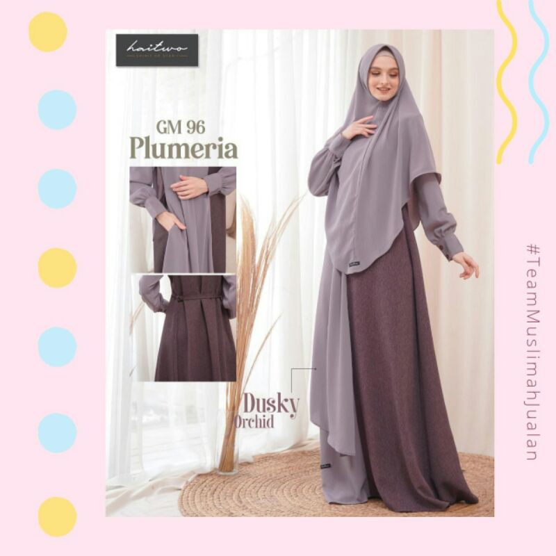 GAMIS SET KHIMAR SYAR'I/HAITWO PLUMERIA GM96/GAMIS PESTA CANTIK MURAH