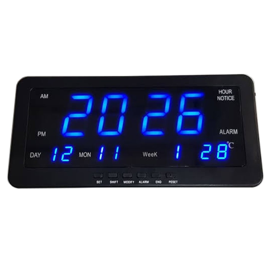 Jam Meja Digital LED / Jam Dinding Digital Alarm 1008 LED Biru