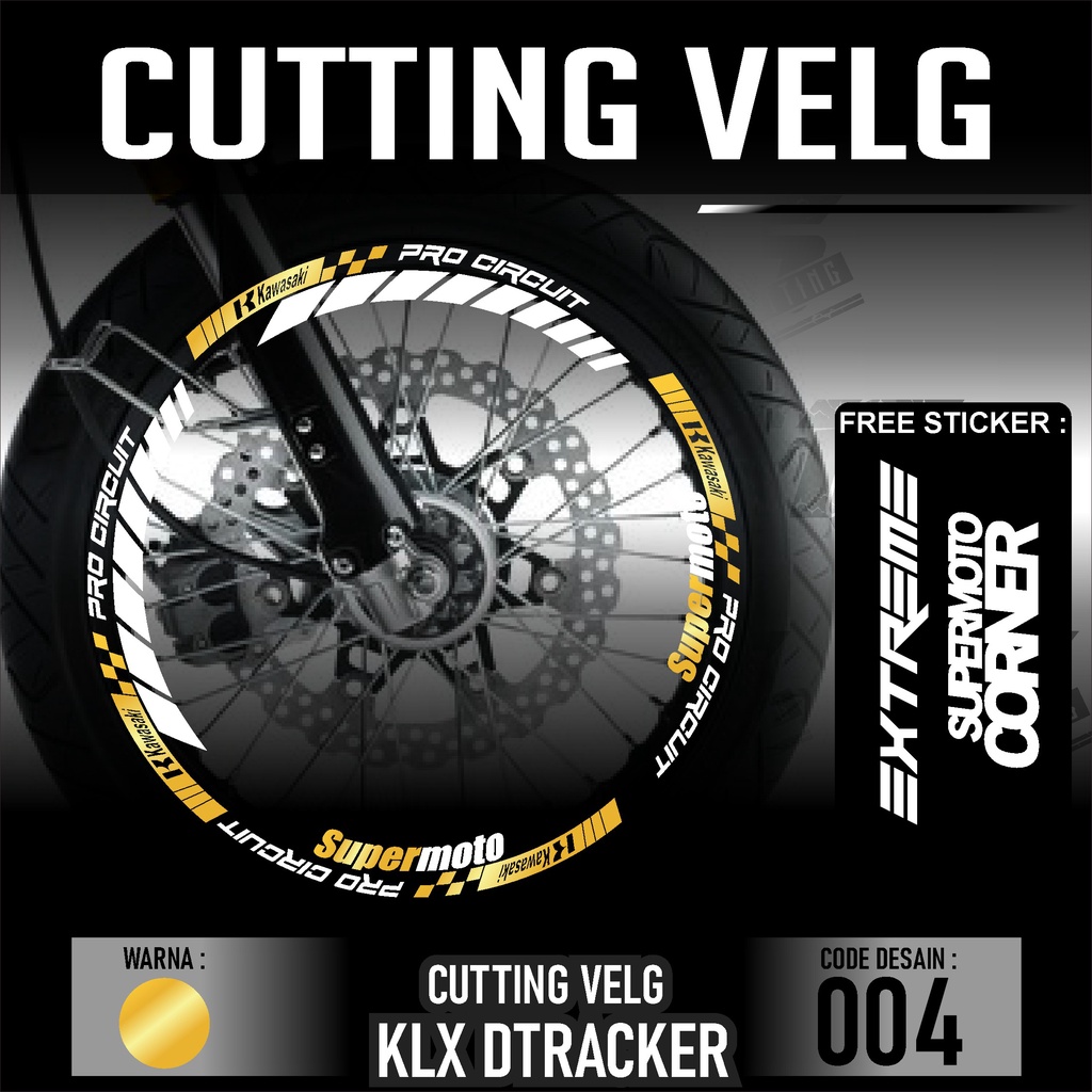 Stiker velg KLX DTRACKER list velkg desain supermoto KLX DTRACKER stiker velg motor KLX DTRACKER cod