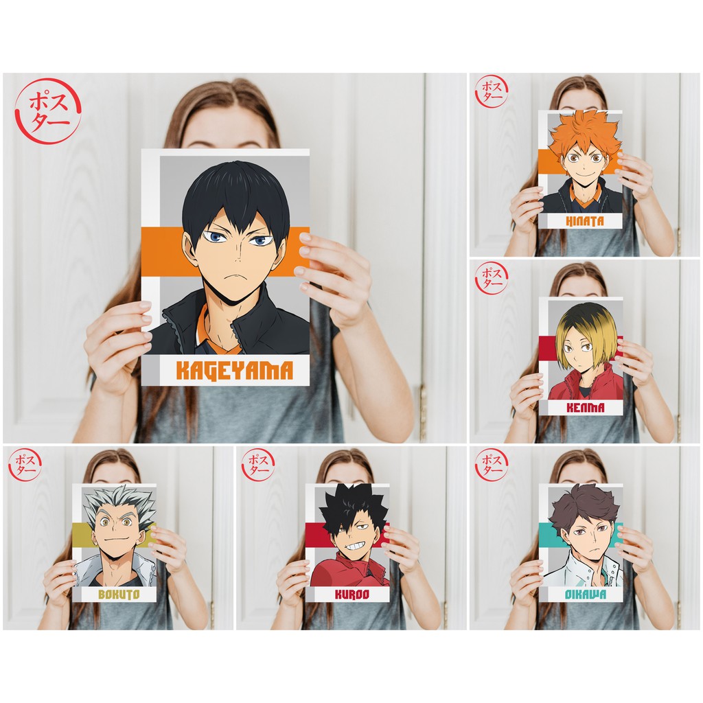 Koleksi Poster Anime Haikyuu B - Hinata Kageyama Oikawa Kenma Kuroo Bokuto - Size A4+