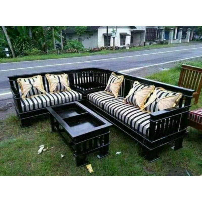 kursi tamu sudut jati minimalis/kursi tamu jati L