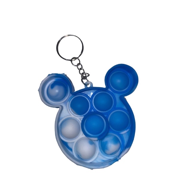 Gantungan Kunci Pop It & Gelang Pop It Pastel Rainbow | Pop It Gurita | Princess Key Chain (Snow White Cinderella Aurora Belle) | Pop It Warna Lilac Pink Tosca Fidget Key Chain Macaron-Mickey Biru