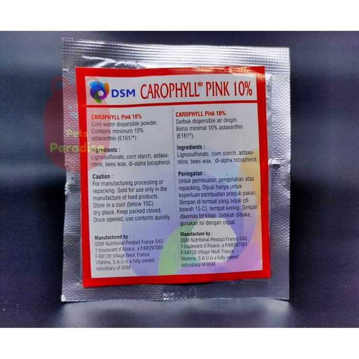 

Carophyll Pink 10 Persen DSM / 5 Gram/ FRANCE / Pewarna Makanan Ikan
