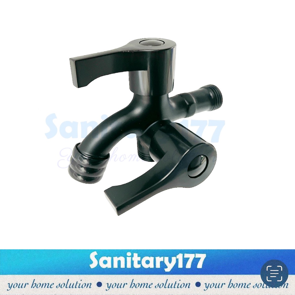 Paket bundling Super Hand shower HITAM 19007bl-51B- Handshower mandi set dan keran cabang shower double black semprotan air hemat air black murah