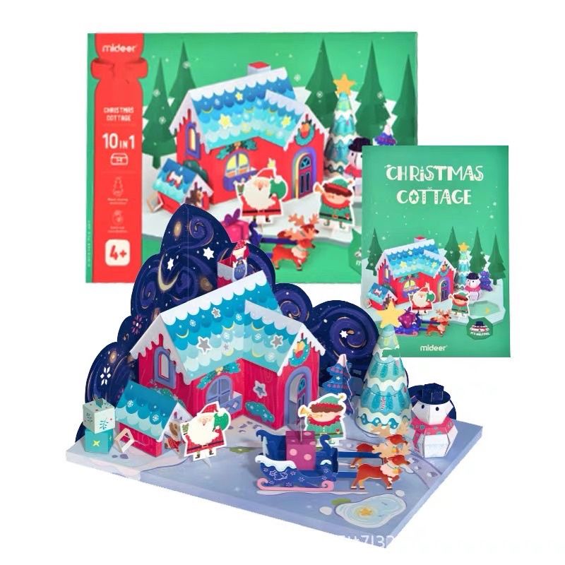 mideer diy christmas cottage paper craft origami prakarya anak rumah natal