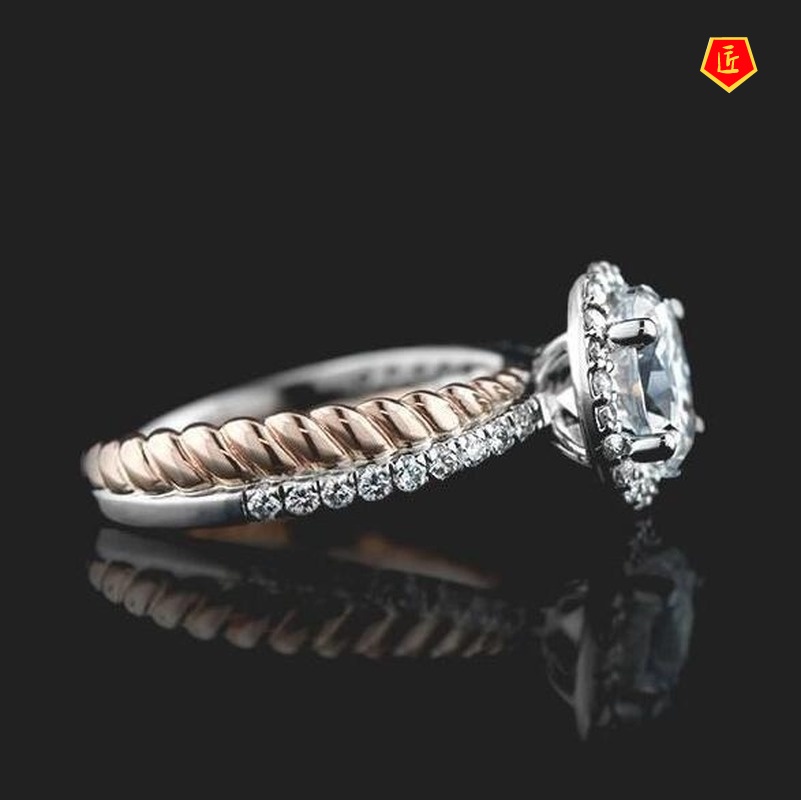 [Ready Stock]Fashion Personality Color Separation Diamond Ring